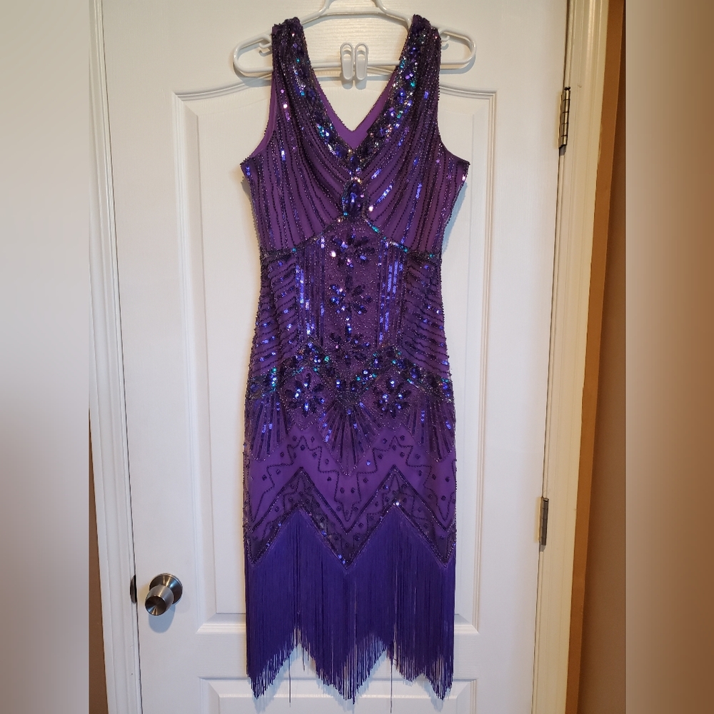 Metme Purple Flapper Style Dress Large